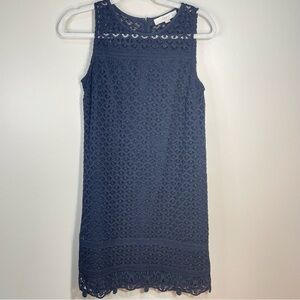 Ann Taylor Loft Navy Lace Overlay Sleeveless Crochet Dress Size Womens 2